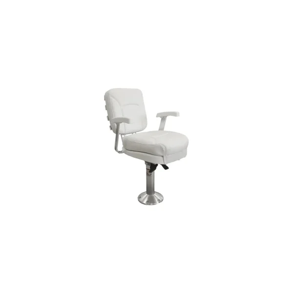 Springfield Ladder Back Chair Package, White (Includes Seat With Armrests and Cushions, Pedestal With Floor Base and Locking Slide/Swivel)