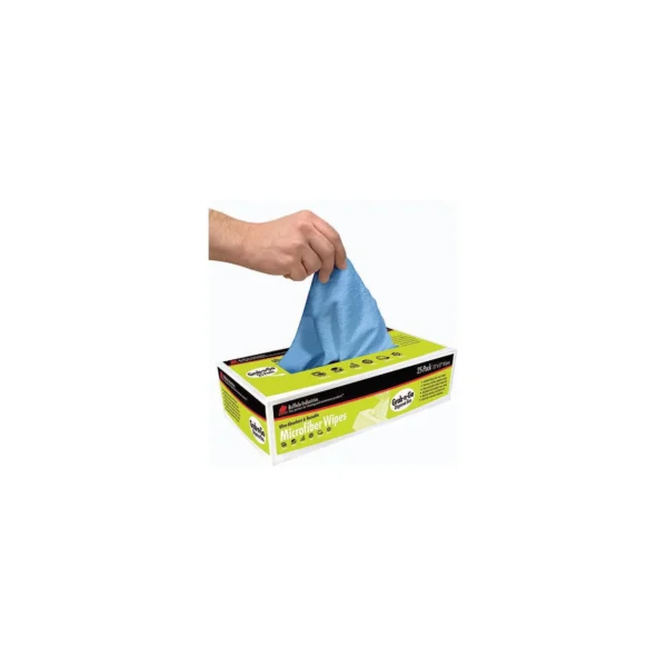 Buffalo 65102 Grab-N-Go Microfiber Wipes, Blue, 25/pk