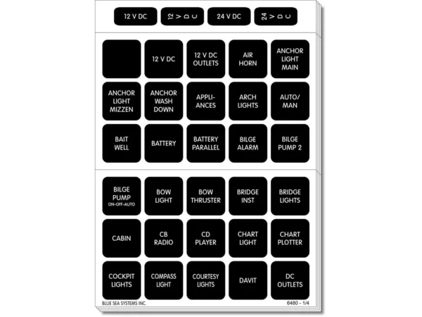 Blue Sea 4218 Square Format Label Set for Battery Management Panels - 30