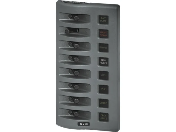 Blue Sea 4308 WeatherDeck Water Resistant Fuse Panel - 8 Position - Grey