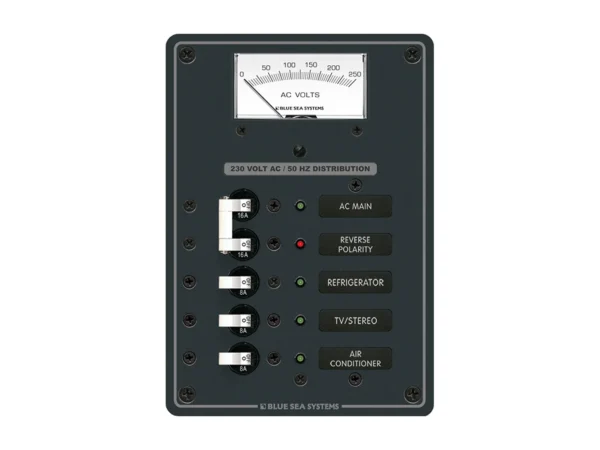 Blue Sea 8143 AC Main + Branch A-Series Toggle Circuit Breaker Panel (230V) - Main + 3 Position