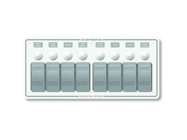 Blue Sea 8271 Water Resistant Panel - 8 Position - White - Horizontal Mount