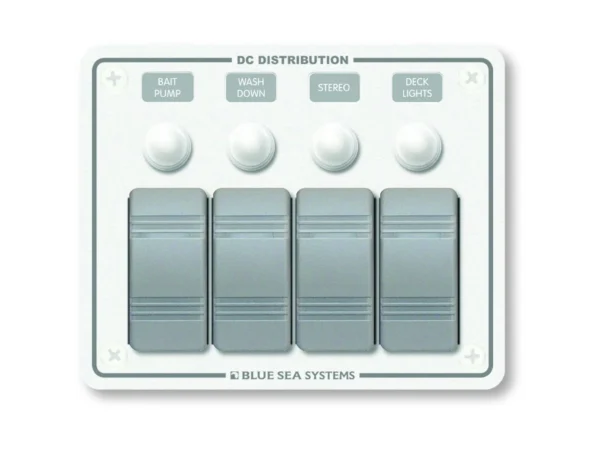 Blue Sea 8272 Water Resistant Panel - 4 Position - White - Horizontal Mount