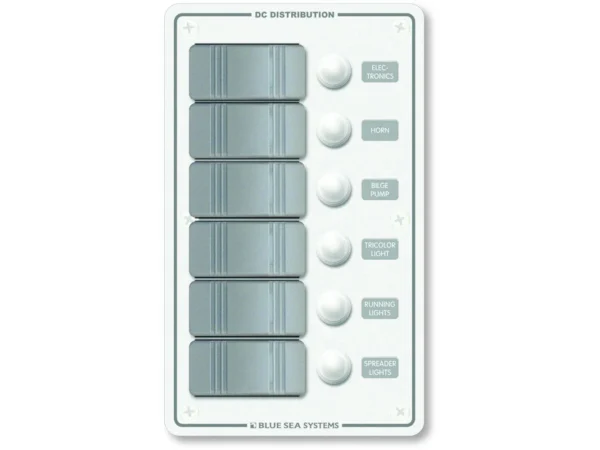 Blue Sea 8273 Water Resistant Panel - 6 Position - White - Vertical