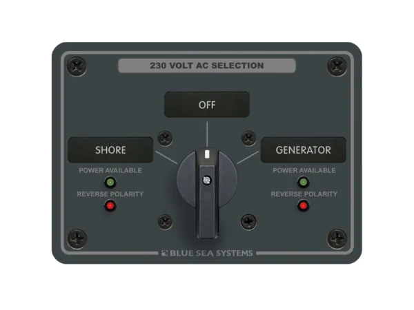 Blue Sea 8359 AC Rotary Switch Panel 30 Ampere 2 Positions + OFF, 2 Pole