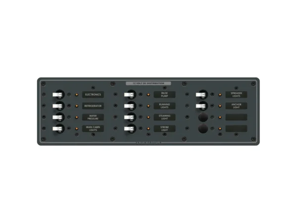 Blue Sea 8375 Panel DC 12 Position Horizontal BL