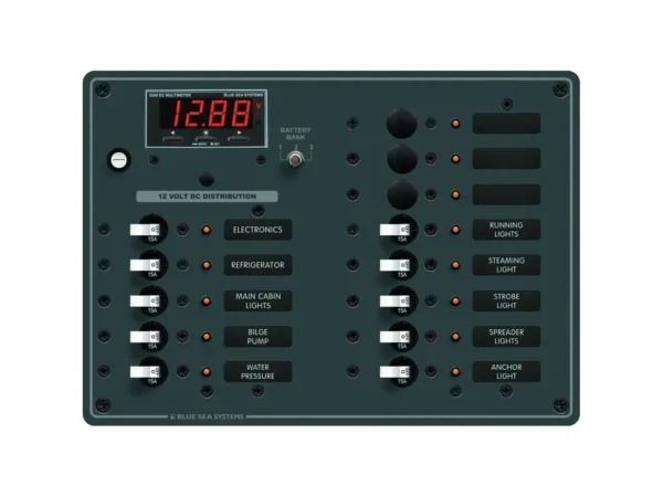 Blue Sea 8403 DC Panel 13 Position w/ Multimeter