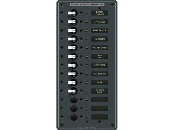 Blue Sea 8580 AC 13 Position 230v (European) Breaker Panel (White Switches)