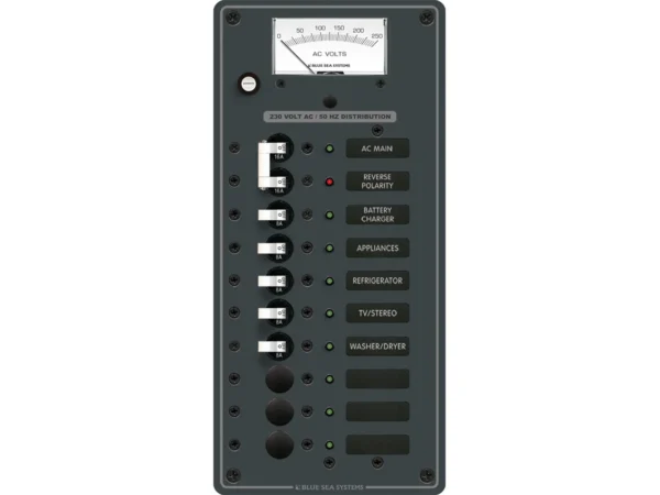 Blue Sea 8588 Breaker Panel - AC Main + 8 Positions (European) - White