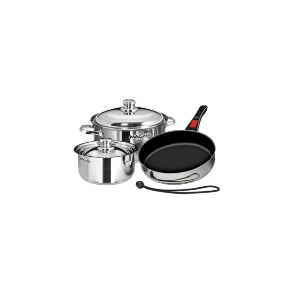 Magma A10-363-2-IND Stainless Steel Induction Compatible Non-Stick 7 Piece "Nesting" Cookware Set - Image 3