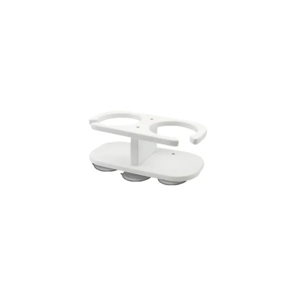 Taco P012001W 2 Drink Holder, White Poly w/Suction Cup Mt.