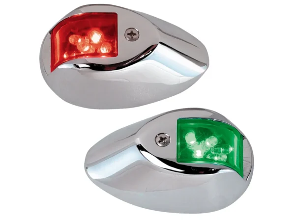 Perko LED Sidelights - Red/Green - 12V - Chrome Plated Housing