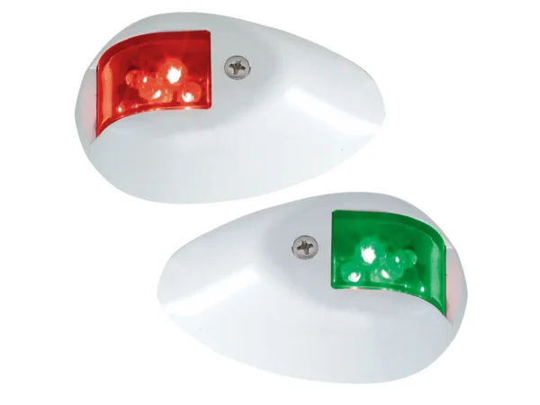 Perko LED Side Lights - Red/Green - 12V - White Epoxy Coated Housing