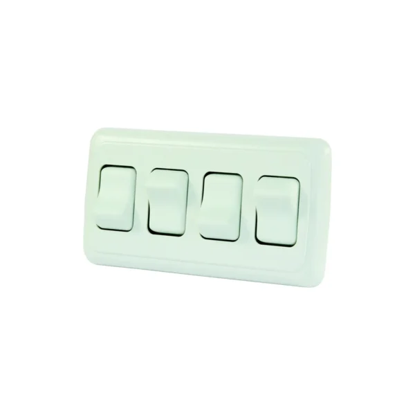 JR Products 12331 White Quad RV Rocker Switch Assembly with Bezel