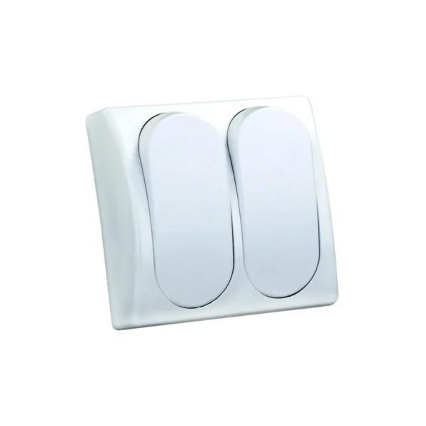 JR Products 13585 White Double Modular On/Off RV Switch with Bezel - Image 2