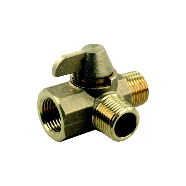 JR Products 62245 3 Way Brass 1/2" MPT x 1/2" MPT x 1/2" FPT RV Water Diverter Valve