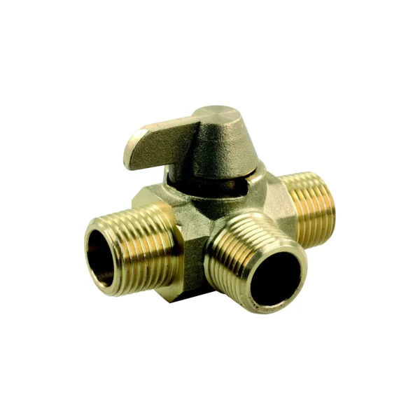 JR Products 62255 3 Way Brass 1/2" MPT x 1/2" MPT x 1/2" MPT RV Water Diverter Valve