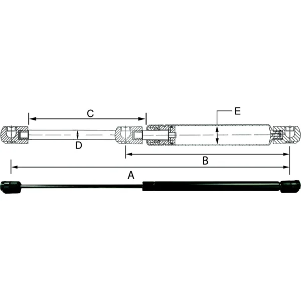 JR Products Hardline Black Nitride Shaft Gas Spring