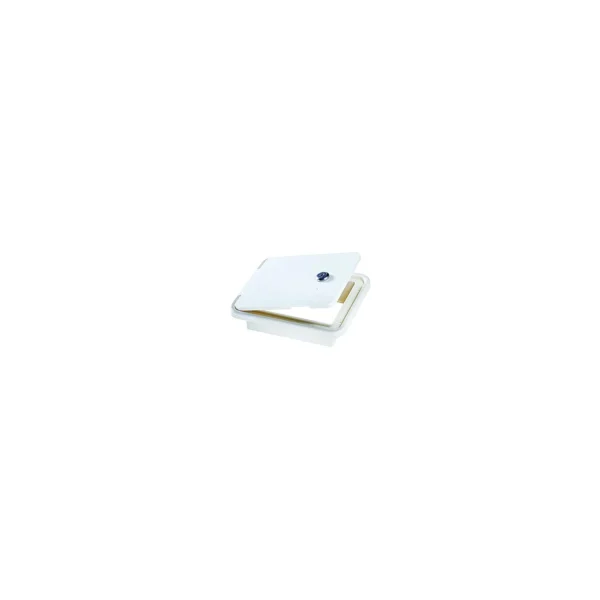 RV Designer B152 White Rectangular Locking RV Cable Hatch - 8.5" x 8" x 1.5"