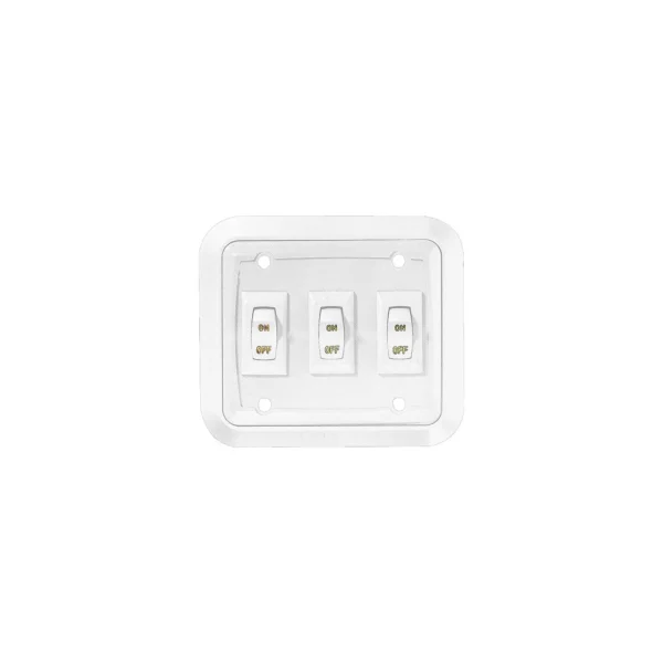 RV Designer S661 DC Triple Wall Switch in Plate, White