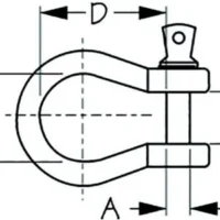 Sea-Dog 147608  Galvanized Shackle-Load Rated, A: 3/8", B:1/2", C:13/16", D:1-3/16", Max Load: 3/4 Ton