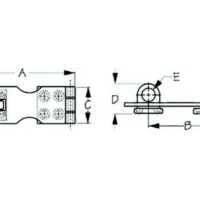 Sea-Dog 2221201 Safety Hasp, , A:3", B:2-5/16", C:1", D: 3/4", E: 3/8", #6 FH, Chrome