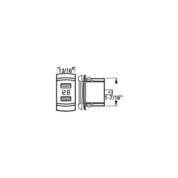 Seadog 4265271 Double USB Rocker Switch Style Voltmeter w/Hidden Display