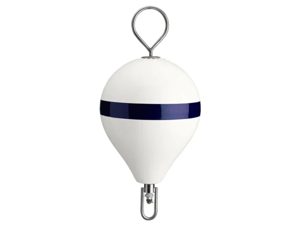 Polyform 13.5" CM Mooring Buoy w/SS Iron - White Blue Stripe