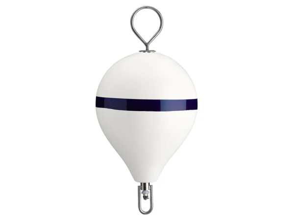 Polyform 17" CM Mooring Buoy w/SS Iron - White Blue Stripe