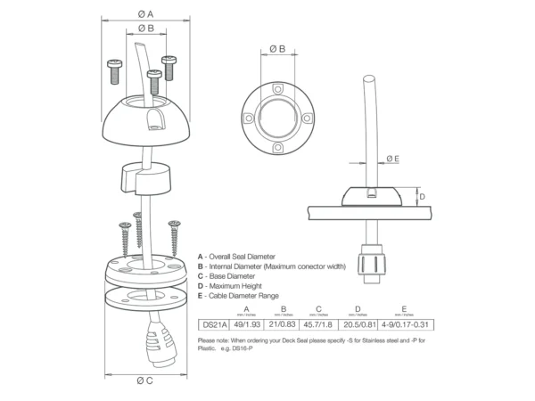 Scanstrut DS21A-P Vertical Cable Seal - Image 2