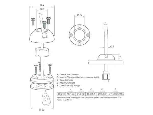 Scanstrut DS21B-P Vertical Cable Seal - Image 2