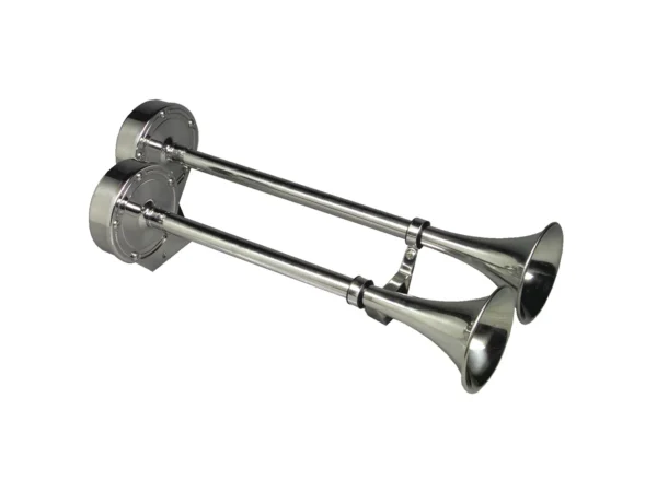 Schmitt Marine Deluxe All-Stainless Dual Trumpet Horn - 12V