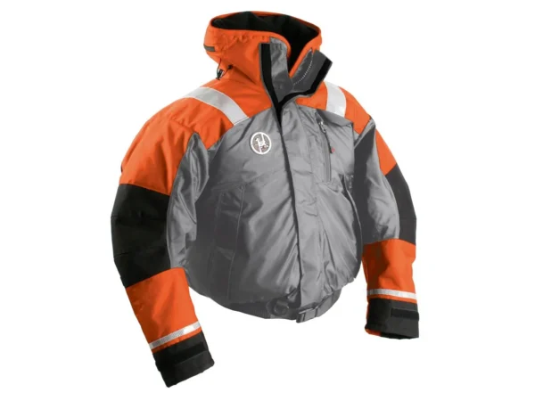 First Watch AB-1100 Flotation Bomber Jacket - Orange/Grey - Large