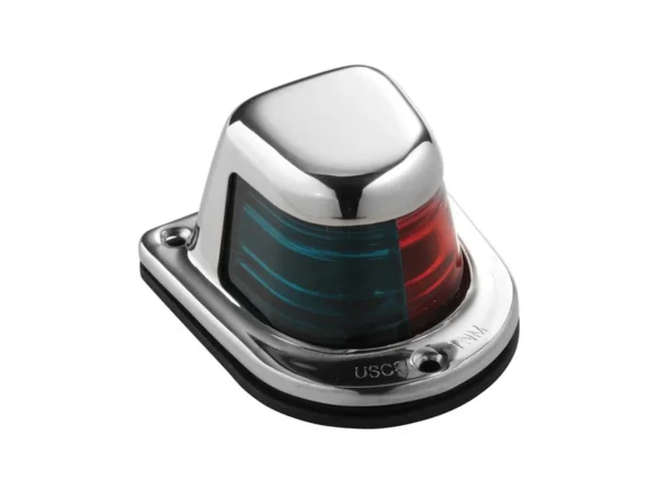 Attwood 1-Mile Deck Mount, Bi-Color Red/Green Combo Sidelight - 12V - Stainless Steel Housing