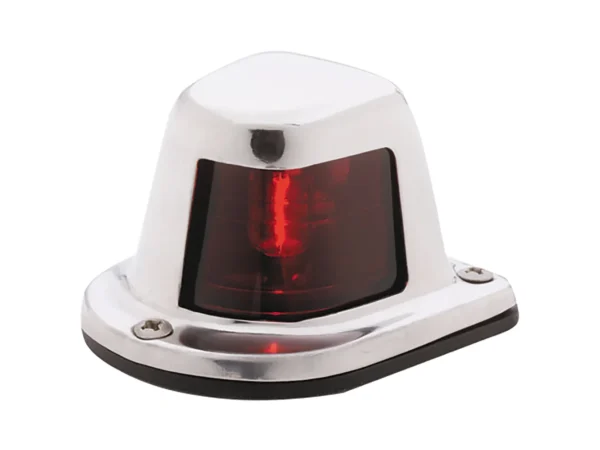 Attwood 1-Mile Deck Mount, Red Sidelight - 12V - Stainless Steel Housing