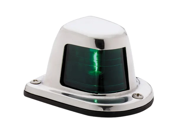 Attwood 1-Mile Deck Mount, Green Sidelight - 12V - Stainless Steel Housing