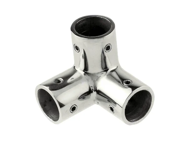 Whitecap 1" O.D. SS 3-Way Corner Fitting