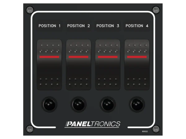 Paneltronics Waterproof Panel - DC 4-Position Illuminated Rocker Switch & Circuit Breaker