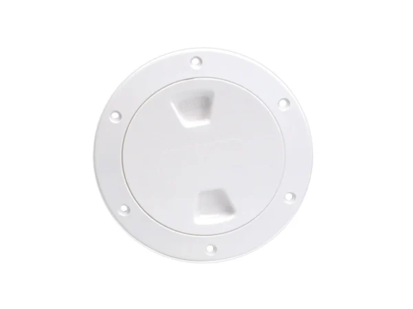 Beckson 4" Smooth Center Screw-Out Deck Plate - White