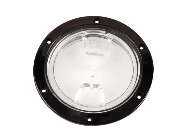 Beckson 4" Clear Center Screw Out Deck Plate - Black