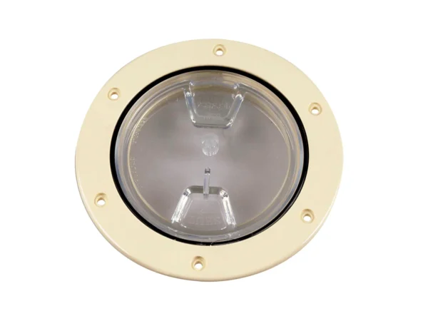 Beckson 4" Clear Center Screw-Out Deck Plate - Beige