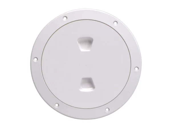 Beckson 6" Smooth Center Screw-Out Deck Plate - White