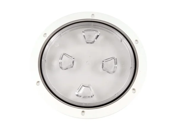 Beckson 8" Clear Center Screw-Out Deck Plate - White