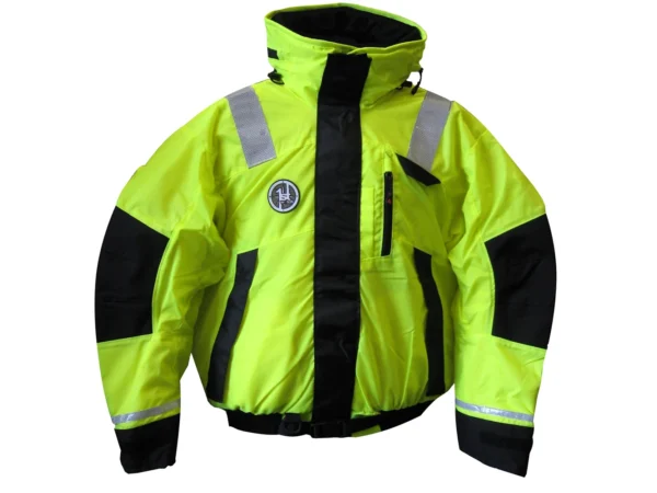 First Watch AB-1100 Flotation Bomber Jacket - Hi-Vis Yellow/Black - Large