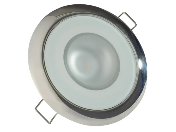 Lumitec Mirage - Flush Mount Down Light - Glass Finish/Polished SS Bezel - 2-Color White/Blue Dimming