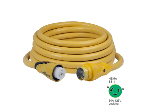 Marinco CS503-50 EEL 50A 125V Shore Power Cordset - 50' - Yellow