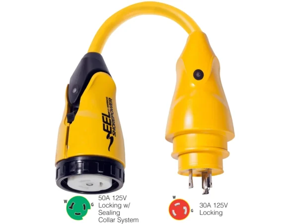 Marinco P30-503 EEL 50A-125V Female to 30A-125V Male Pigtail Adapter - Yellow