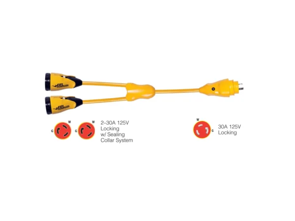 Marinco Y30-2-30 EEL (2)30A-125V Female to (1)30A-125V Male "Y" Adapter - Yellow