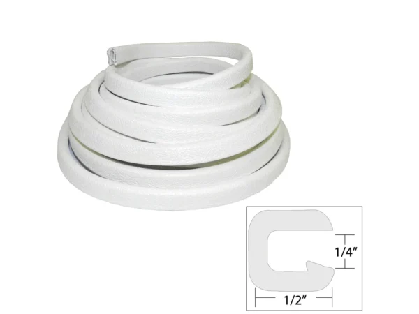 TACO Flexible Vinyl Trim - ¼" Opening x ½"W x 25'L - White