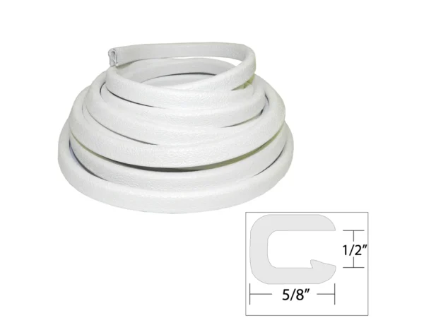 TACO Flexible Vinyl Trim - ½" Opening x ⅝"W x 25'L - White